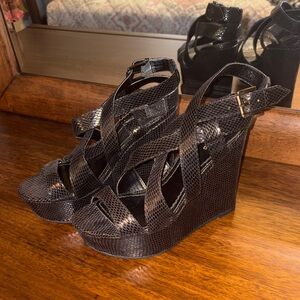 NEW! Express Black Wedge Sandals